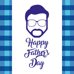happy fathers day card with silhouette hipster beard man vector illustration