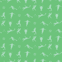 Soccer / Football Seamless Pattern With Silhouettes. Sport Background.