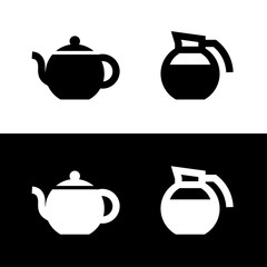 silhouette of teapot and jug with waterr icon set