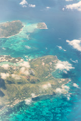 Beautiful tropical islands as seen from aircraft