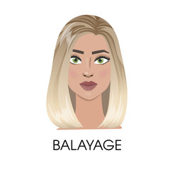 Balayage hair illustration.