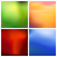 Abstract vector multicolored blurred background set. 4 colors set.