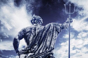The mighty god of the sea and oceans Neptune (Poseidon) The ancient statue.