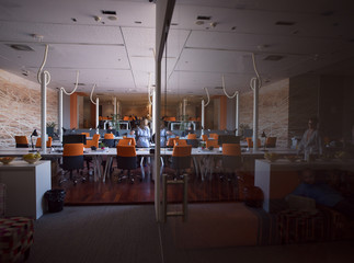 busy coworking office space