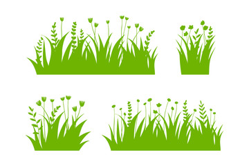 Vector green grass: natural, organic, bio, eco label and shape on white background