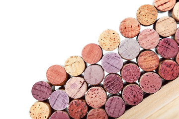 Obraz na płótnie Canvas Wine corks isolated on white background. Multicolored corks from white and red wine bottles.