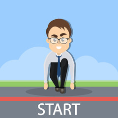 Businessman starting race.