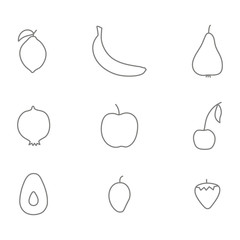 monochrome set with  fruits line icons for your design