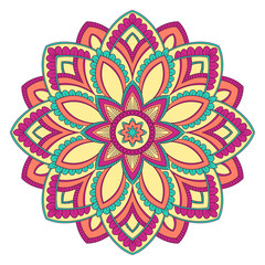 Ethnic ornamental mandala. Decorative design element. Hand drawn vector illustration