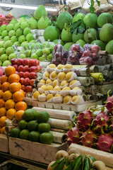 Countertop with tropical fruits in Vietnam