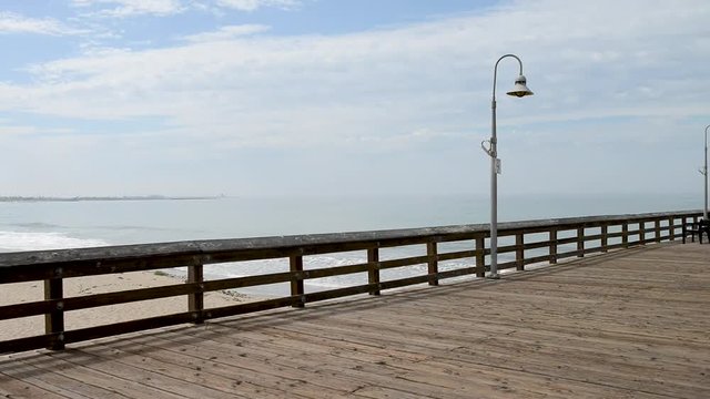 VENTURA, CA - AUGUST 2017: Tourists enjoy city pier. This is a major attraction in the city