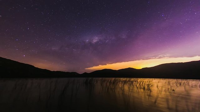 Time lapse - Stars and Milky Way over 'Lagoa do Peri' lagoon, Florian&oacute;polis, Santa Catarina / Brazil