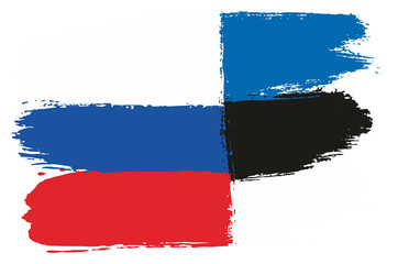 Russia Flag & Estonia Flag Vector Hand Painted with Rounded Brush