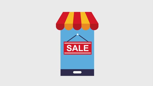 smartphone online store board sale promotion animation