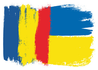Romania Flag & Ukraine Flag Vector Hand Painted with Rounded Brush