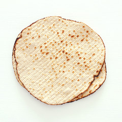 passover background with matzoh isolated on white.