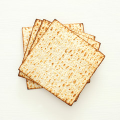 passover background with matzoh isolated on white.