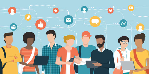 Young people social networking and connecting together online