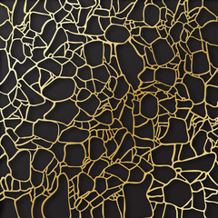 Abstract elegant golden cell texture. Paper cut cobweb, 3d tile surface. Elegant futuristic ornament with shadows and layers