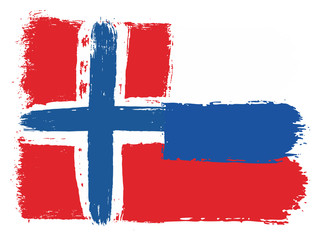 Norway Flag & Russia Flag Vector Hand Painted with Rounded Brush