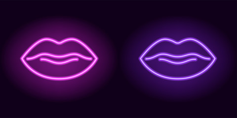 Purple and violet neon lips