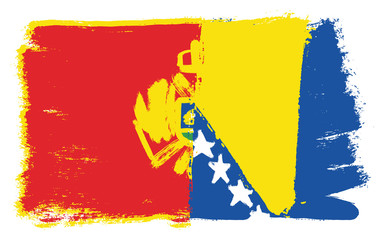 Montenegro Flag & Bosnia and Herzegovina Flag Vector Hand Painted with Rounded Brush