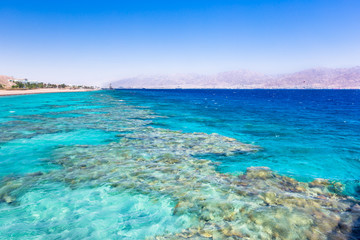 Eilat, Israel. Beautiful sea, beachs and mountais.