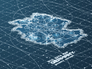 Germany map big data visualization. Futuristic map infographic. Information aesthetics. Visual data complexity. Complex Deutschland data graphic visualization. Abstract data on map graph.