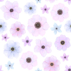 Seamless Pattern of Violet and Blue Flowers