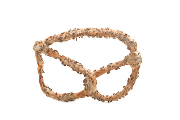 Pretzel with seeds isolated on the white