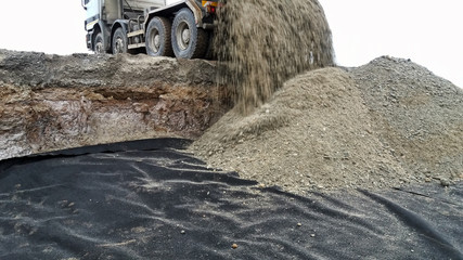 Truck unload gravel