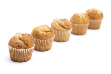 Classic Banana Nut Muffins on a White Background