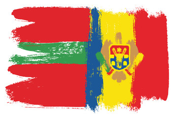 Transnistria Flag & Moldova Flag Vector Hand Painted with Rounded Brush