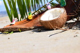 coconut on the beach background