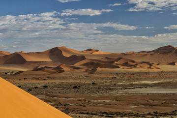 Fototapeta na wymiar Landscape of Sossusvlei from Big Daddy in the Namib Naukluft National Park in Namibia