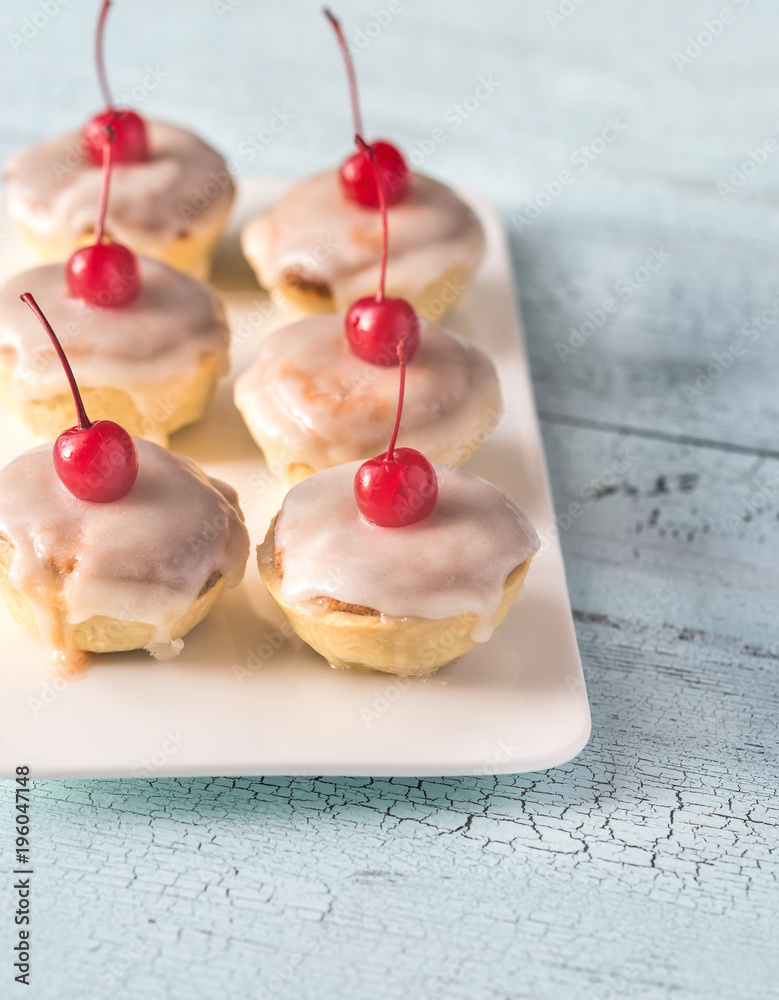 Poster bakewell tarts with cherry