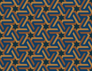 Seamless geometric Islamic ornament with hexagonal stars