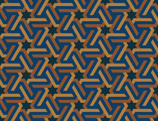 Seamless geometric Islamic ornament with hexagonal stars