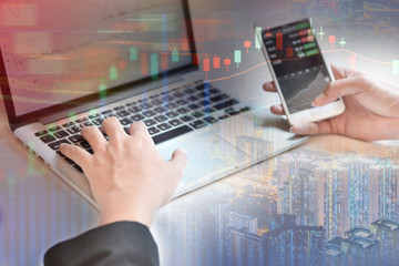 Fototapeta premium Businessmen trading stocks online,business concept.