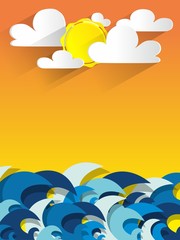 Fototapeta na wymiar Ocean Background During A Sunny Day vector illustration