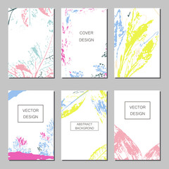 Set of artistic creative universal cards. Hand Drawn textures. Wedding, anniversary, birthday, Valentine s day, party. Design for poster, card, invitation, placard, brochure, flyer.