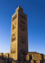 Fototapeta premium early morning in Marrakesch with view to famous minaret