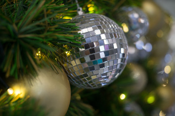 Defocused background, Light night bokeh abstract background, Glitter vintage lights background. Abstract Gold bokeh Christmas background. lens flare reflection beautiful circle glitter.