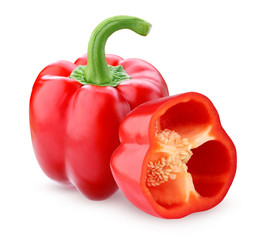 Red bell pepper, isolated on a white background.