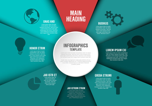 Teal and Red Radial Infographic Layout