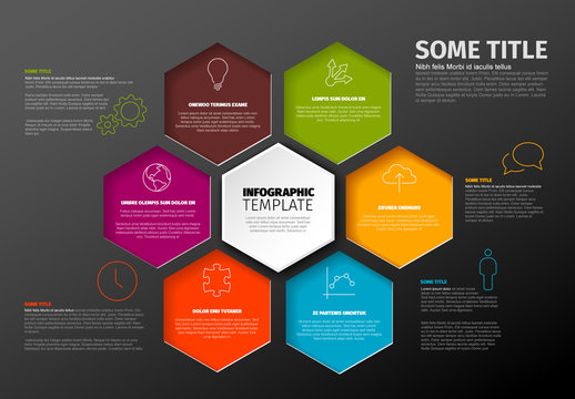 Orange and Green Hexagons Infographic Layout