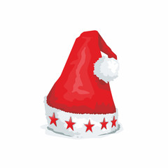 Red santa hat on white background