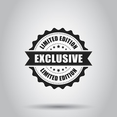 Exclusive grunge rubber stamp. Vector illustration on white background. Business concept exclusive limited edition stamp pictogram.