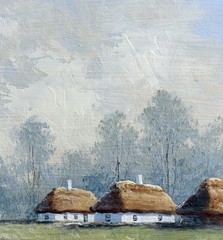 Oil paintings landscape, village
