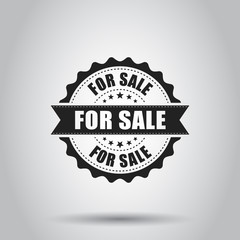 For sale grunge rubber stamp. Vector illustration on white background. Business concept for sale stamp pictogram.